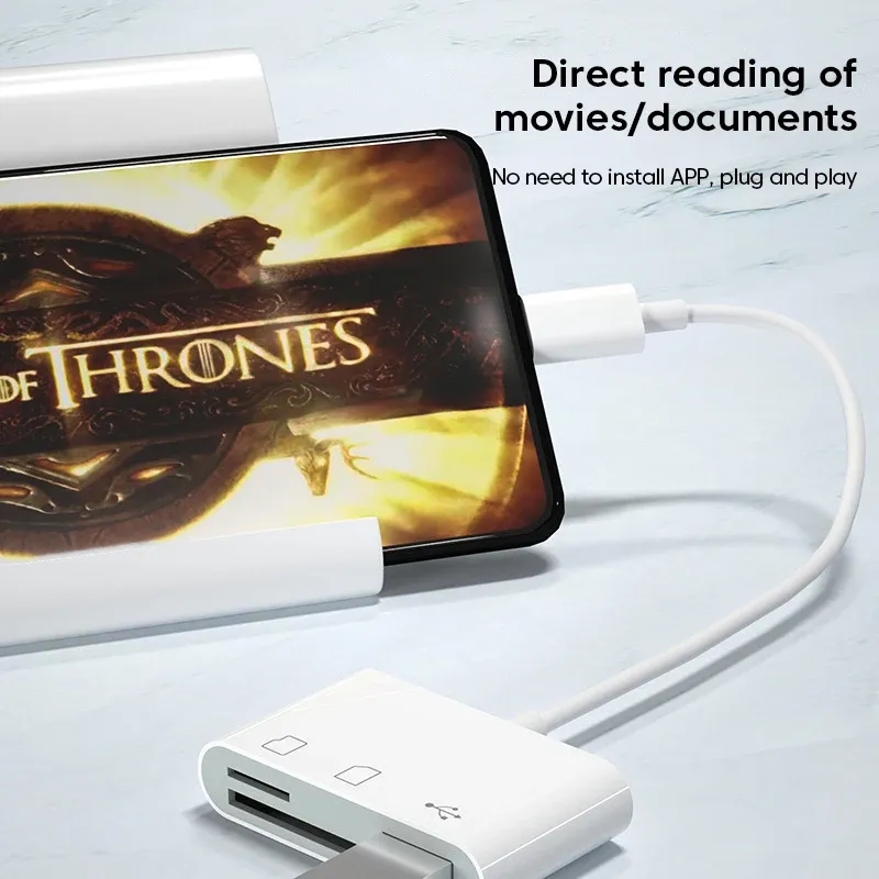 Adaptateur lecteur de carte 3 en 1 USB-C OTG, lecteur de cartes TF et SD, convertisseur de carte mémoire pour clé USB, MacBook, ordinateur portable, Samsung et Huawei 2