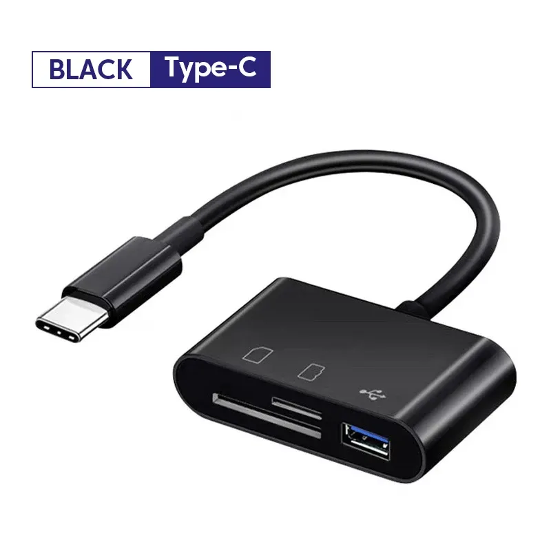 Adaptateur lecteur de carte 3 en 1 USB-C OTG, lecteur de cartes TF et SD, convertisseur de carte mémoire pour clé USB, MacBook, ordinateur portable, Samsung et Huawei 7