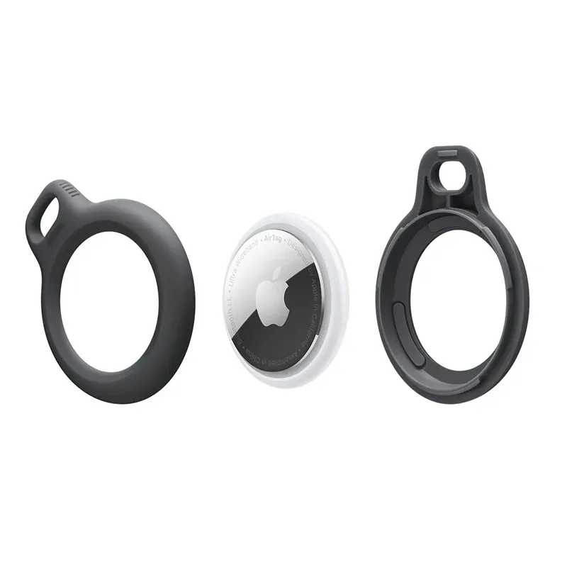 Étui en silicone liquide pour AirTag avec porte-clés, protection anti-perte pour chien 2