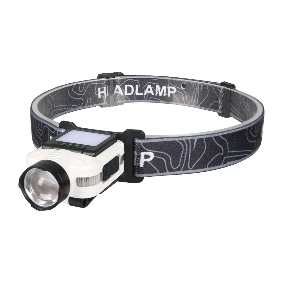 Lampe frontale LED à capteur intelligent, lampe de poche rechargeable avec affichage de puissance, pour l'équitation, la pêche, le camping et les activités de plein air, port USB-C 8