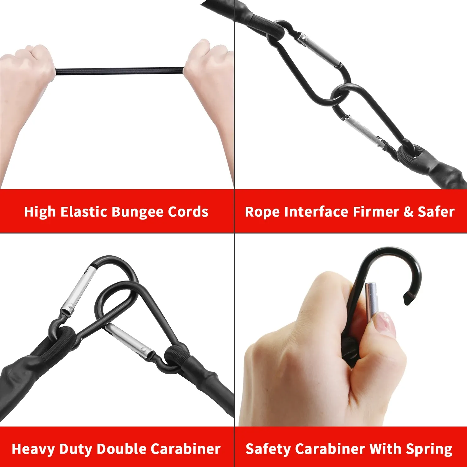 Cordes élastiques Baiann extensibles 30, 60, 90, 120 et 150 cm avec crochets, sangles de fixation pour vélos, bagages de voiture et barres de toit 4