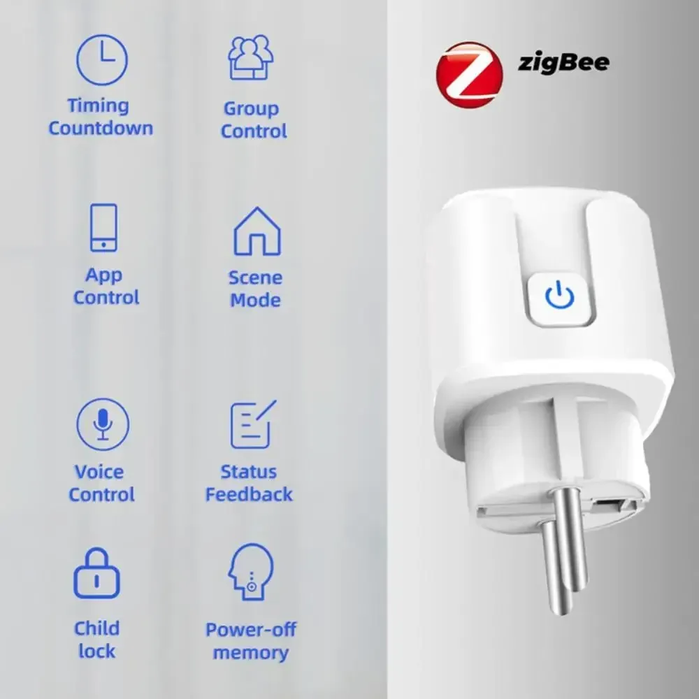 Prise connectée Tuya Zigbee 20 A pour l'UE avec mesure de consommation, minuterie et commande vocale via Alexa, Google Home et Yandex 3
