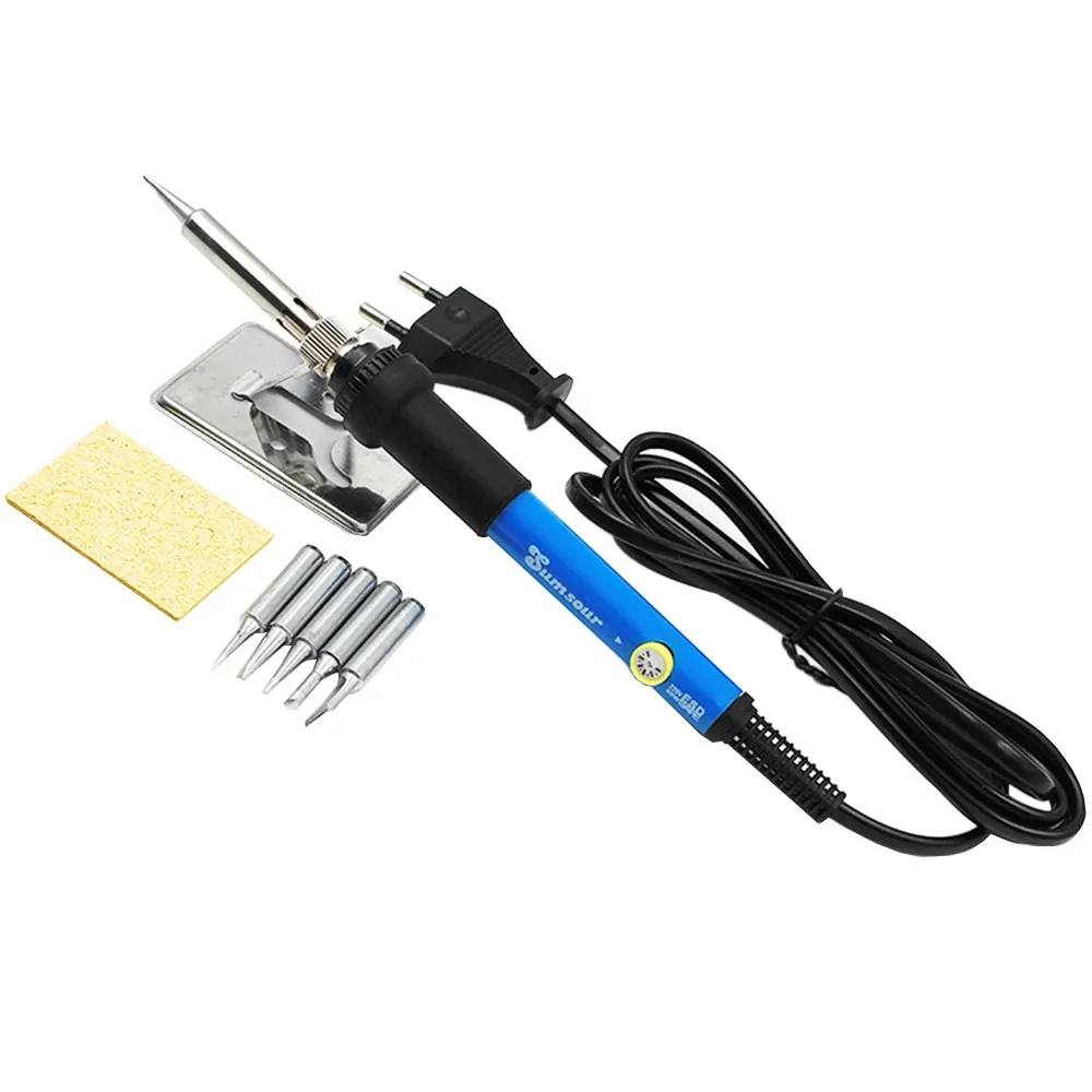 Fer à souder électrique 220 V / 110 V 60 W à température réglable, station de soudure avec 5 pointes, fiche UE 2