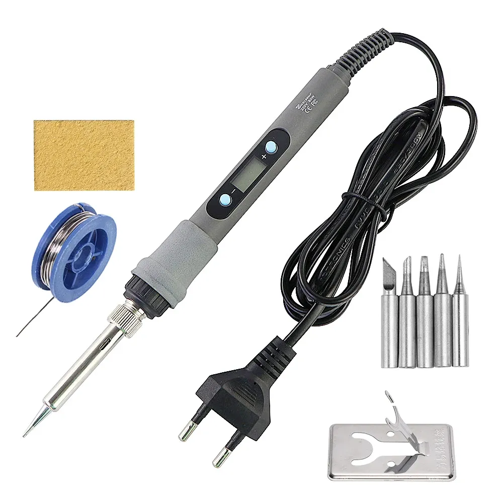 Fer à souder électrique 220 V / 110 V 60 W à température réglable, station de soudure avec 5 pointes, fiche UE 10