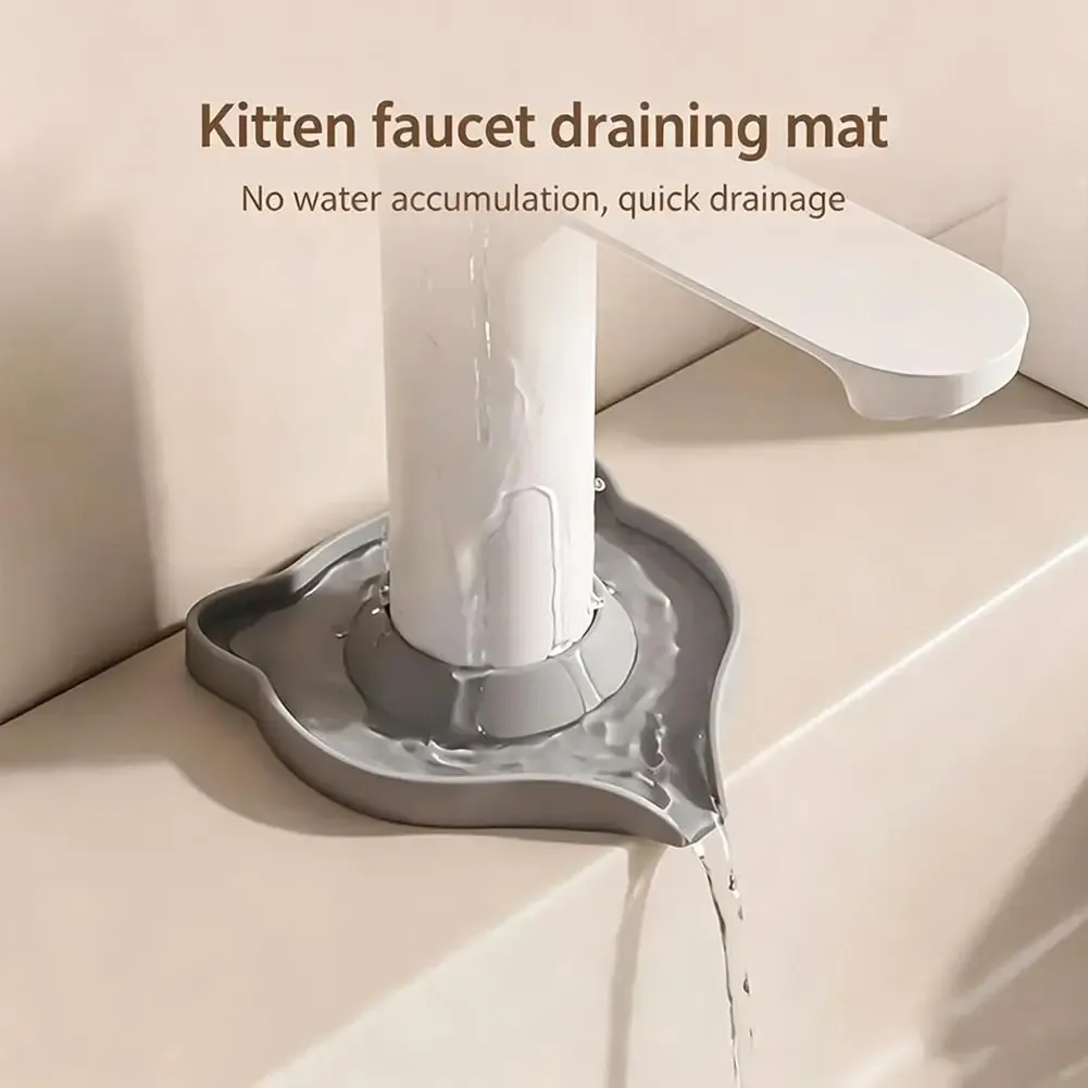 Tapis anti-éclaboussures en silicone pour robinet de cuisine avec support de drainage rapide pour évier 3