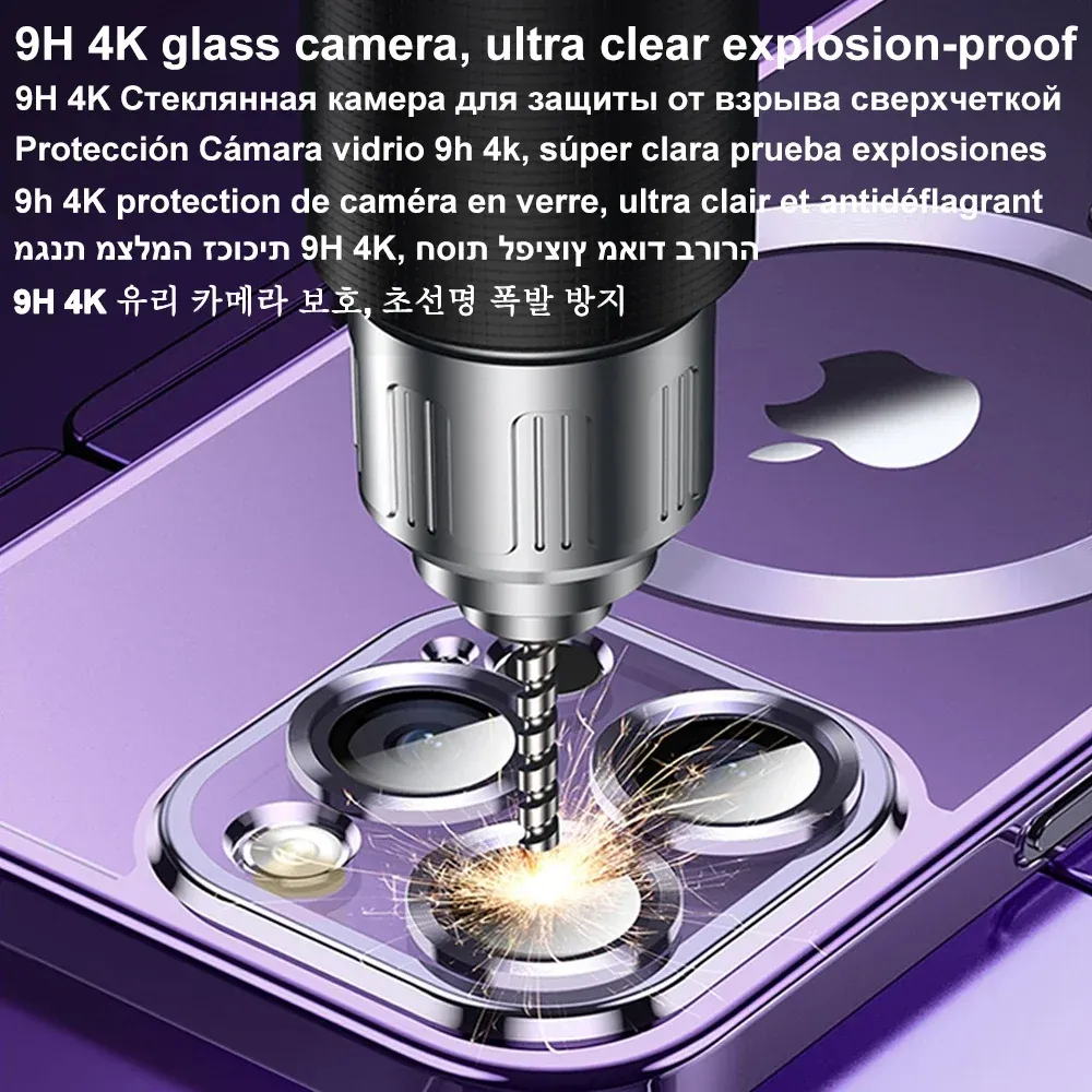 Étui à placage magnétique pour iPhone 16e, 15, 14, 13, 12 et 11 (Pro et Pro Max) avec protection d'objectif d'appareil photo, compatible charge sans fil MagSafe 4