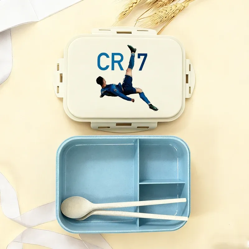 Boîte à repas bento CR7 au motif dessin animé football, boîte à goûter pour enfants et adultes, idéale pour l'école, le bureau, le pique-nique ou le dîner, idée cadeau pour garçons et filles 5