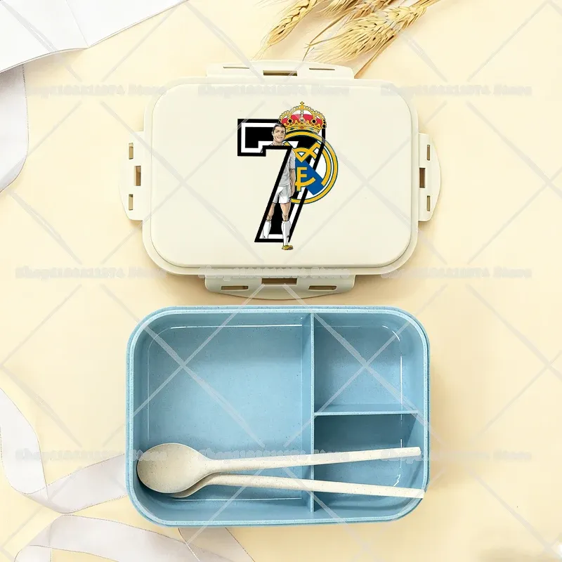 Boîte à repas bento CR7 au motif dessin animé football, boîte à goûter pour enfants et adultes, idéale pour l'école, le bureau, le pique-nique ou le dîner, idée cadeau pour garçons et filles 10