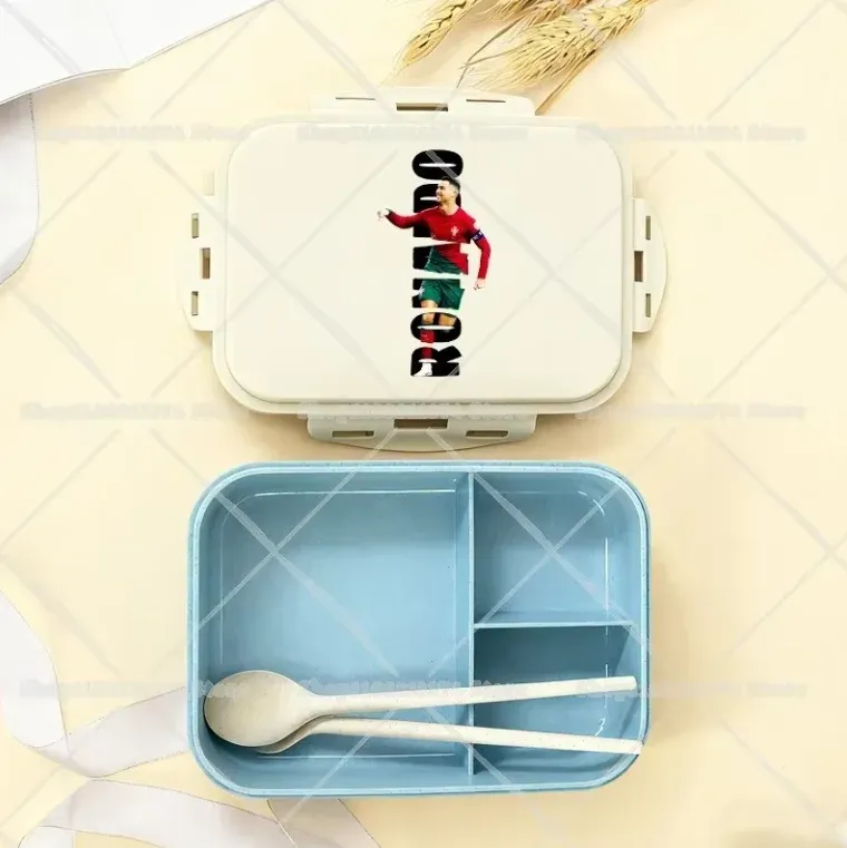 Boîte à repas bento CR7 au motif dessin animé football, boîte à goûter pour enfants et adultes, idéale pour l'école, le bureau, le pique-nique ou le dîner, idée cadeau pour garçons et filles 9