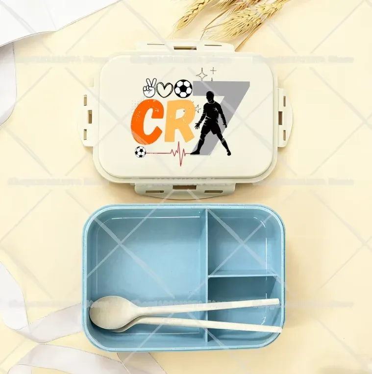 Boîte à repas bento CR7 au motif dessin animé football, boîte à goûter pour enfants et adultes, idéale pour l'école, le bureau, le pique-nique ou le dîner, idée cadeau pour garçons et filles 8