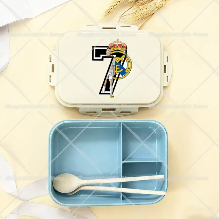 Boîte à repas bento CR7 au motif dessin animé football, boîte à goûter pour enfants et adultes, idéale pour l'école, le bureau, le pique-nique ou le dîner, idée cadeau pour garçons et filles 7