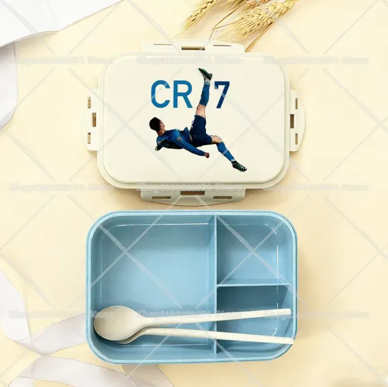 Boîte à repas bento CR7 au motif dessin animé football, boîte à goûter pour enfants et adultes, idéale pour l'école, le bureau, le pique-nique ou le dîner, idée cadeau pour garçons et filles 16