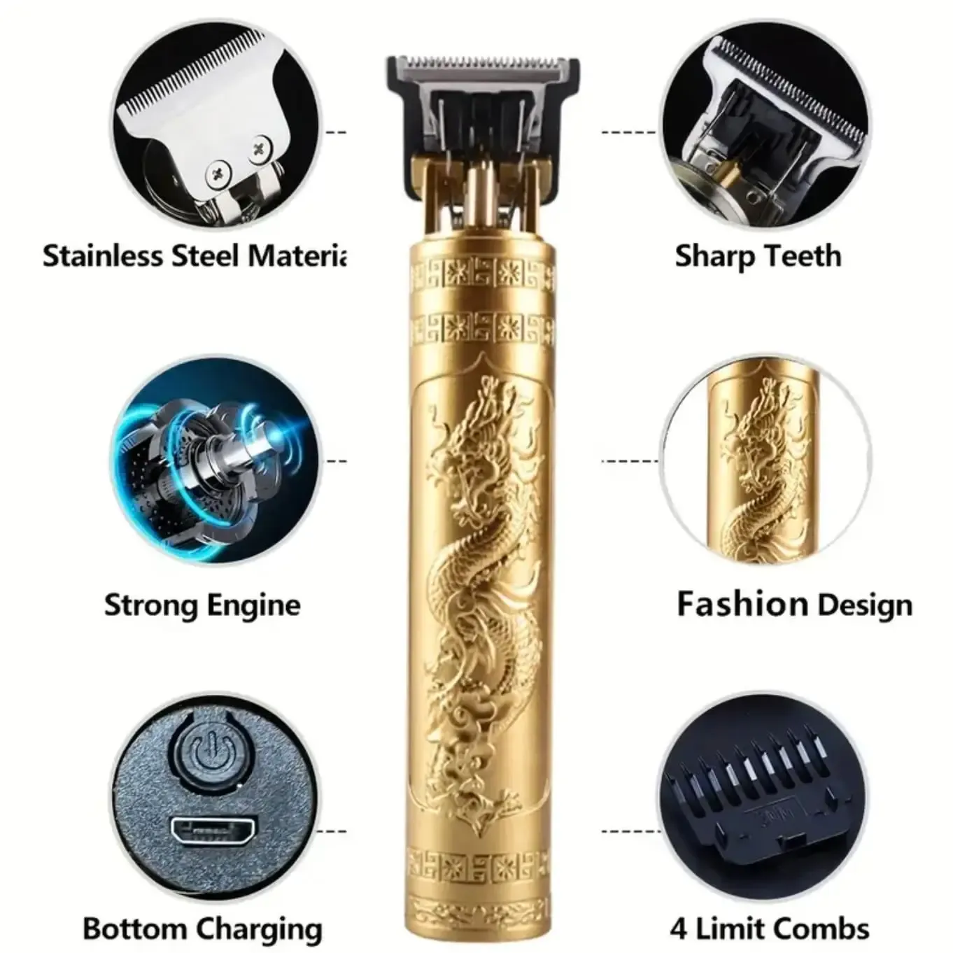 Tondeuse à cheveux électrique T9 rechargeable USB pour hommes 2