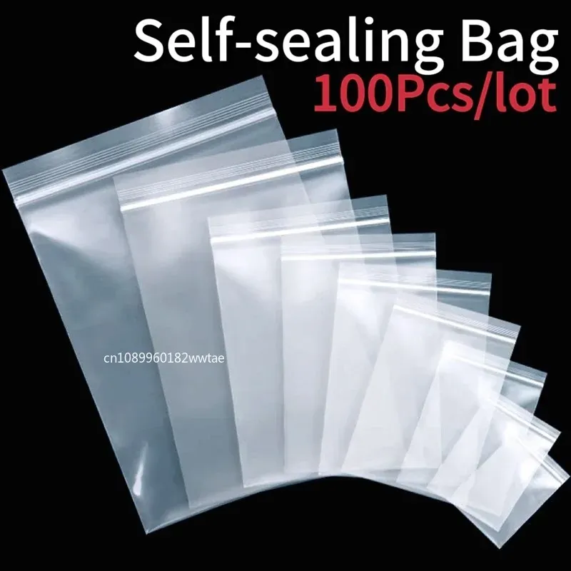 Petits sacs en plastique à fermeture éclair, lot de 100, sacs transparents de conservation refermables - Image 1