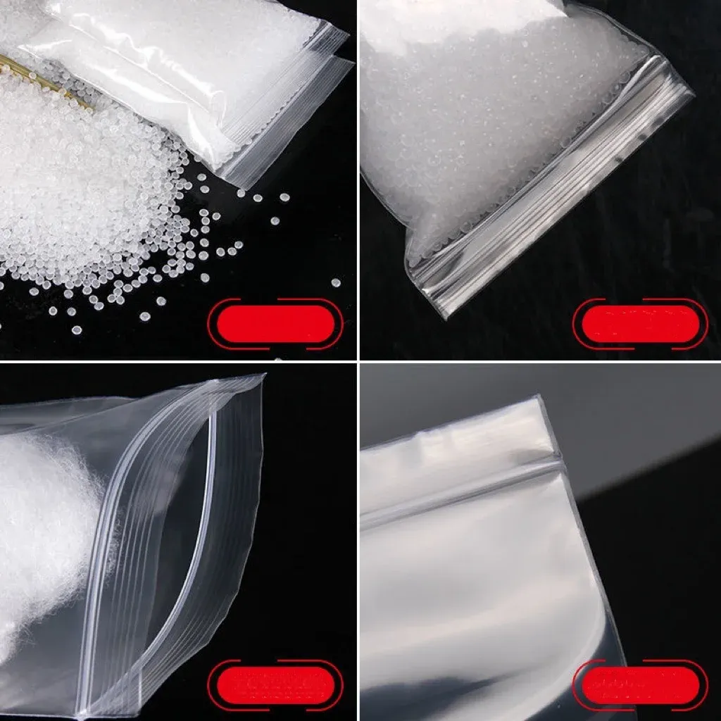 Petits sacs en plastique à fermeture éclair, lot de 100, sacs transparents de conservation refermables 5