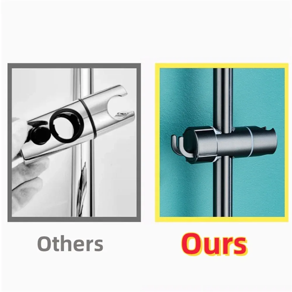 Support de pomme de douche réglable en ABS avec pince, rail coulissant et crochet pivotant 5