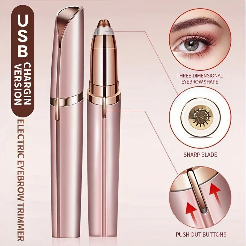 Rasoir électrique indolore pour femmes, épilateur rechargeable pour sourcils et visage 3