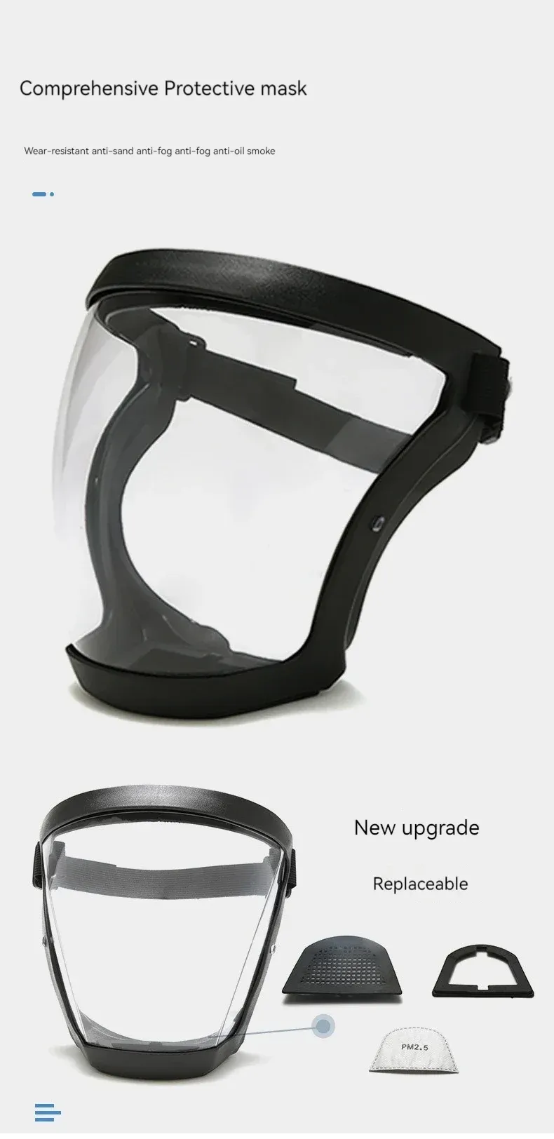 Masque transparent anti-poussière et anti-buée, vue détaillée 1