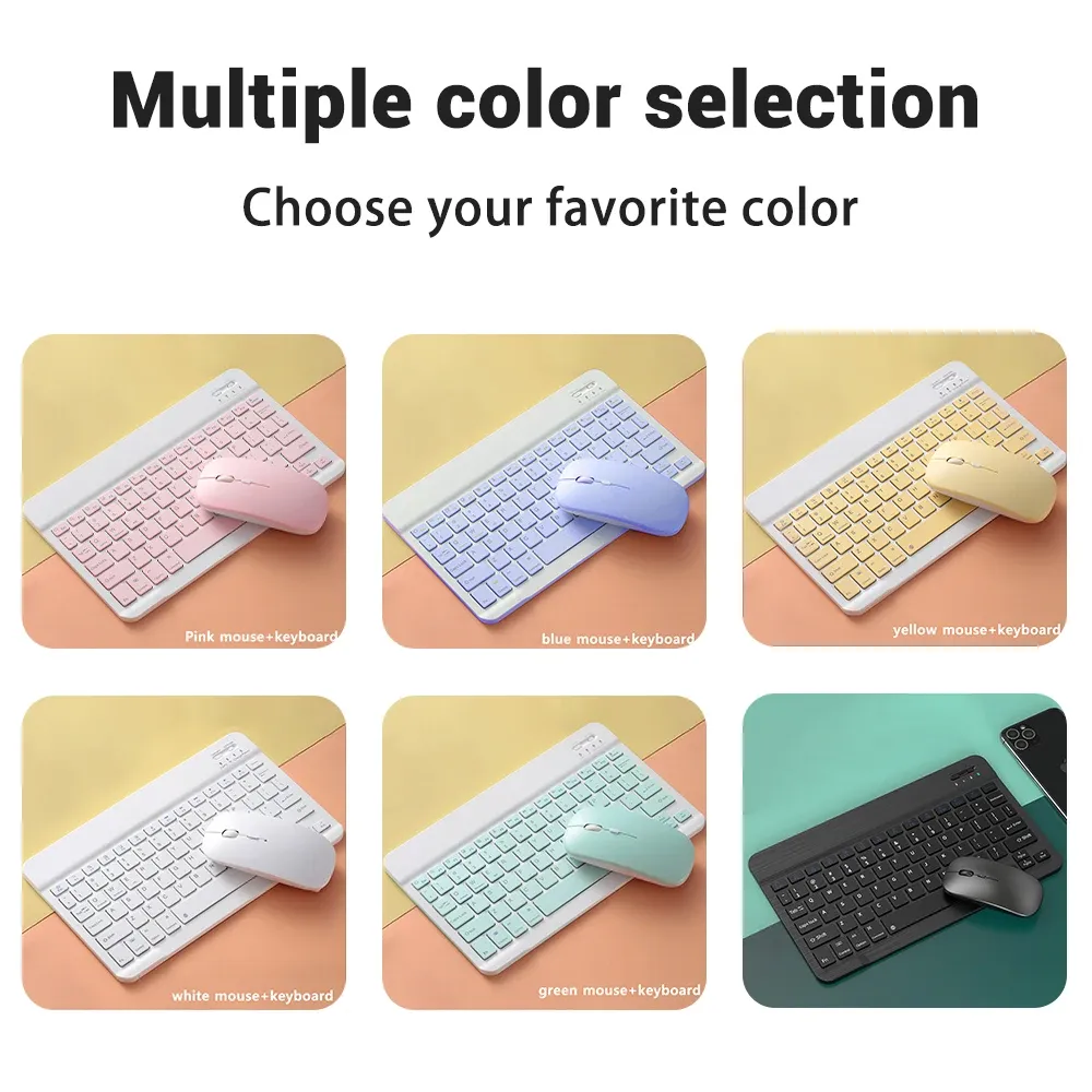 Clavier et souris Bluetooth sans fil compact pour tablette et smartphone, compatible iPad, Android, iOS et Windows 6