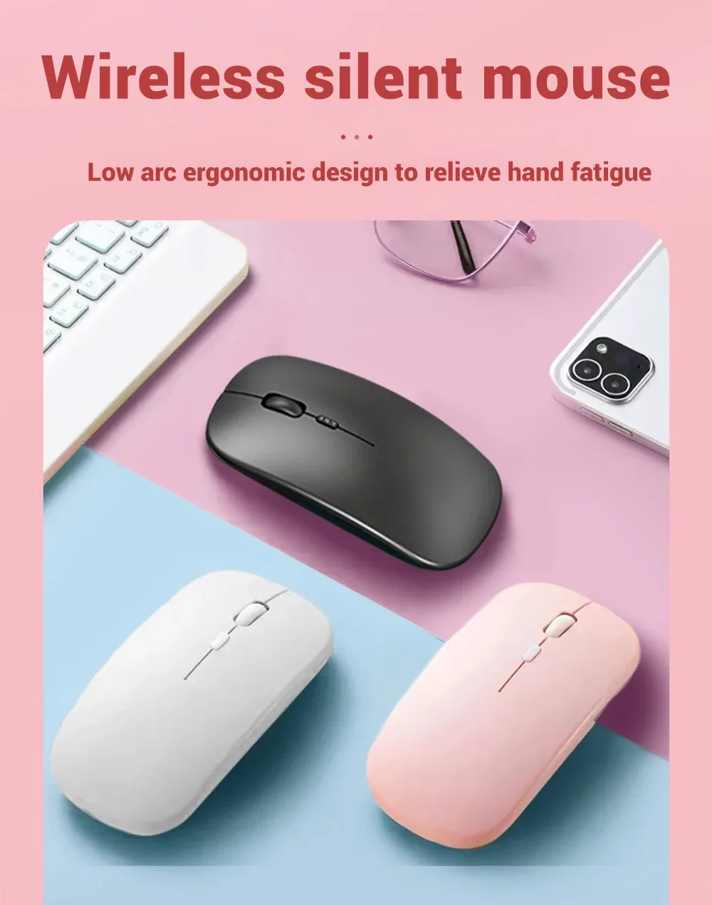 Souris silencieuse ergonomique