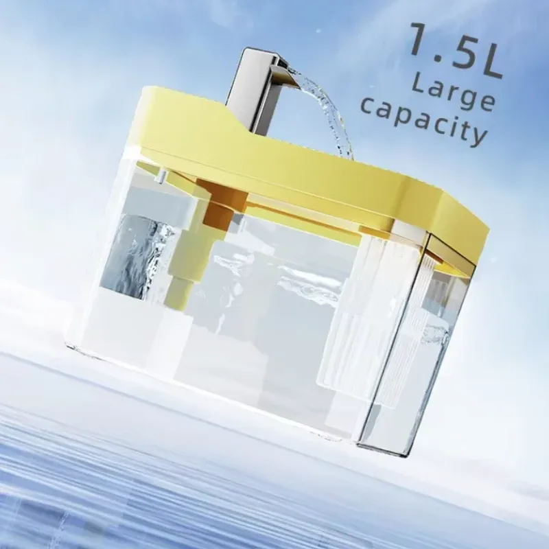 Fontaine à eau USB pour chat avec filtre automatique, distributeur transparent à recirculation, protection anti-marche à sec, avec pompe pour chats 5