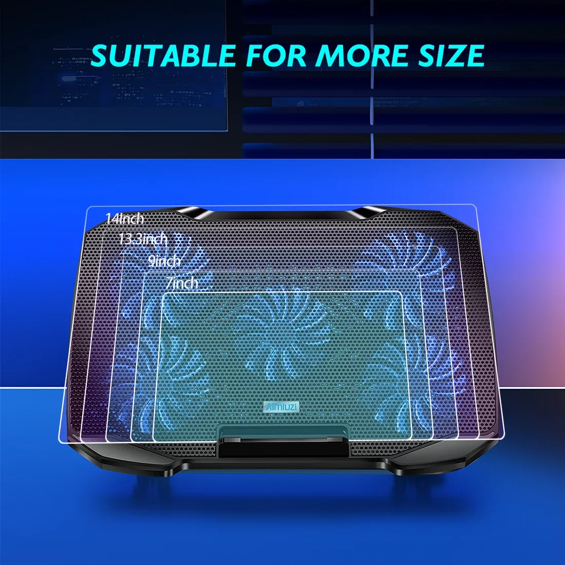 Support de refroidissement COOLCOLD pour ordinateur portable 12 à 17 pouces, 5 ventilateurs silencieux, 5 angles réglables, support téléphone intégré 4