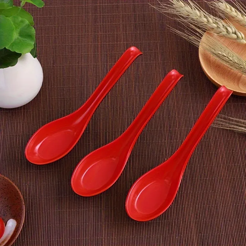 Lot de 5 cuillères de style japonais en mélamine pour ramen, pho, wontons et bouillie de riz 3