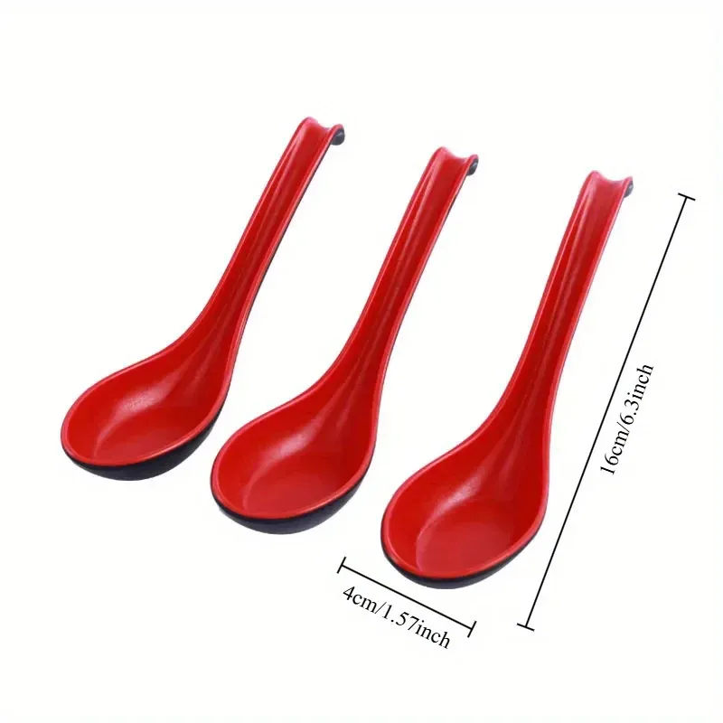 Lot de 5 cuillères de style japonais en mélamine pour ramen, pho, wontons et bouillie de riz 4