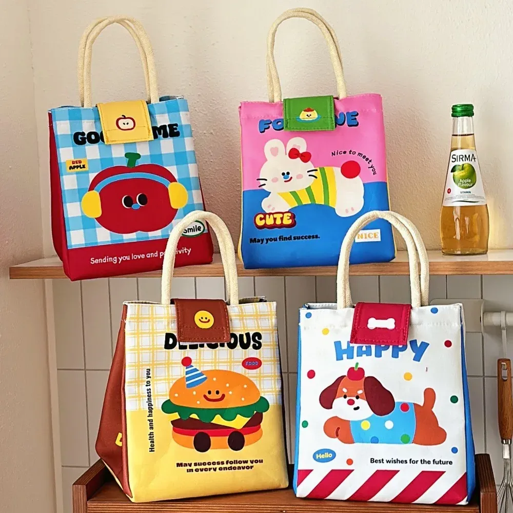 Sac à bento isotherme à motif dessin animé, grande capacité, pour le bureau et les études 8
