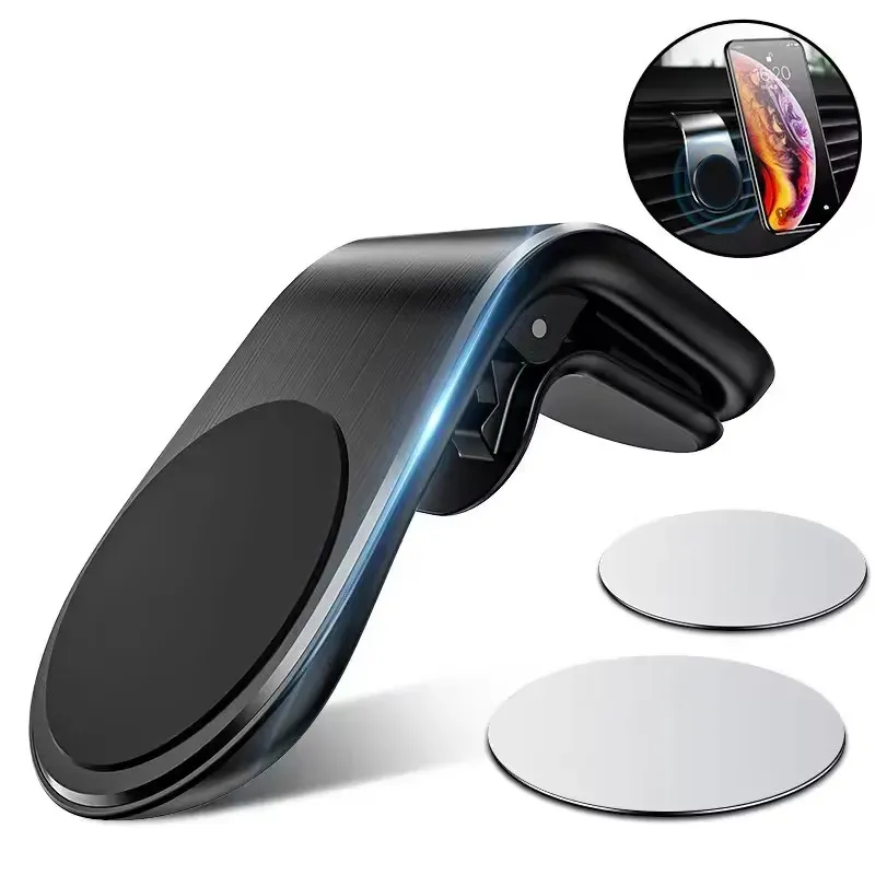 Support magnétique de voiture pour téléphone portable, fixation sur grille d'aération, rotation à 360°, compatible iPhone, Samsung et Huawei