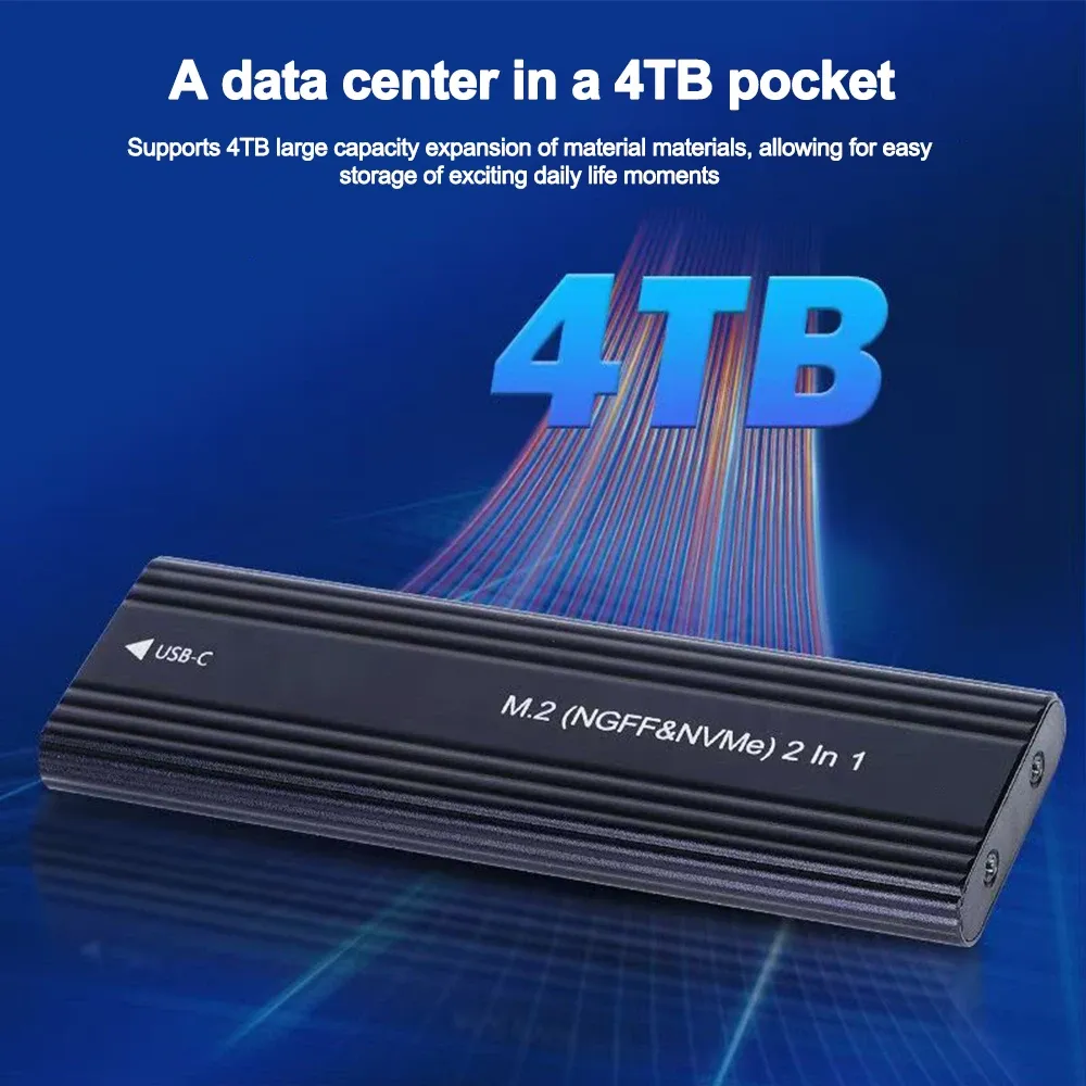 Boîtier SSD M.2 NVMe, protocole SATA, adaptateur USB Type-C, compatible clés M et B&M 5
