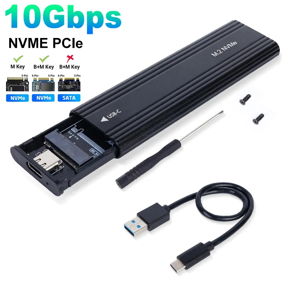 Boîtier SSD M.2 NVMe, protocole SATA, adaptateur USB Type-C, compatible clés M et B&M 9