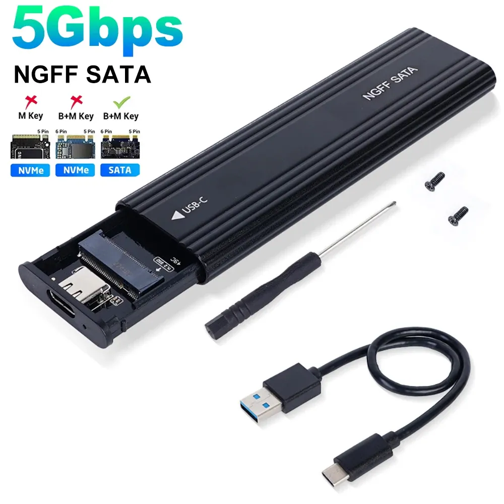 Boîtier SSD M.2 NVMe, protocole SATA, adaptateur USB Type-C, compatible clés M et B&M 8
