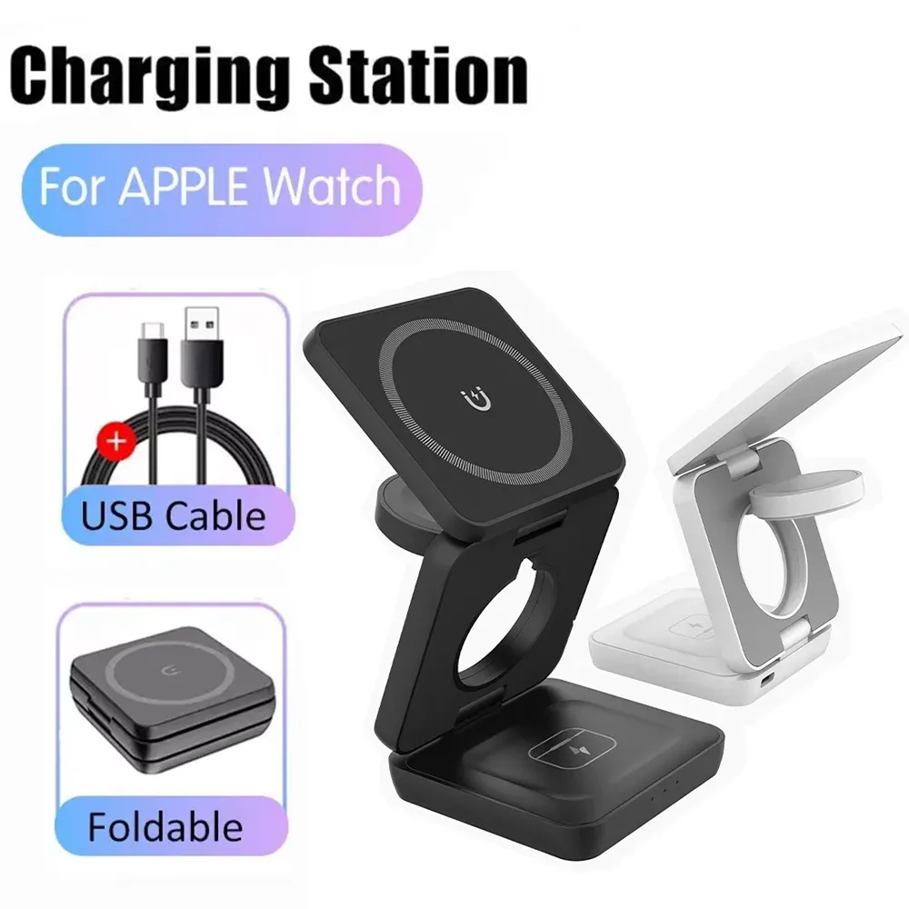 Station de charge magnétique pliable 3 en 1 pour iPhone et Apple Watch