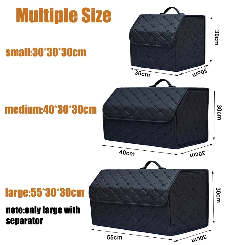 Organisateur de coffre de voiture pliable en cuir à grande capacité, rangement multi-usages pour véhicule 2