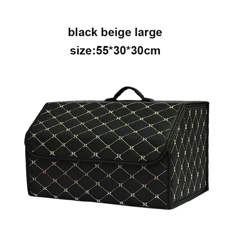 Organisateur de coffre de voiture pliable en cuir à grande capacité, rangement multi-usages pour véhicule 12