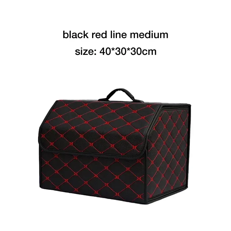 Organisateur de coffre de voiture pliable en cuir à grande capacité, rangement multi-usages pour véhicule 14