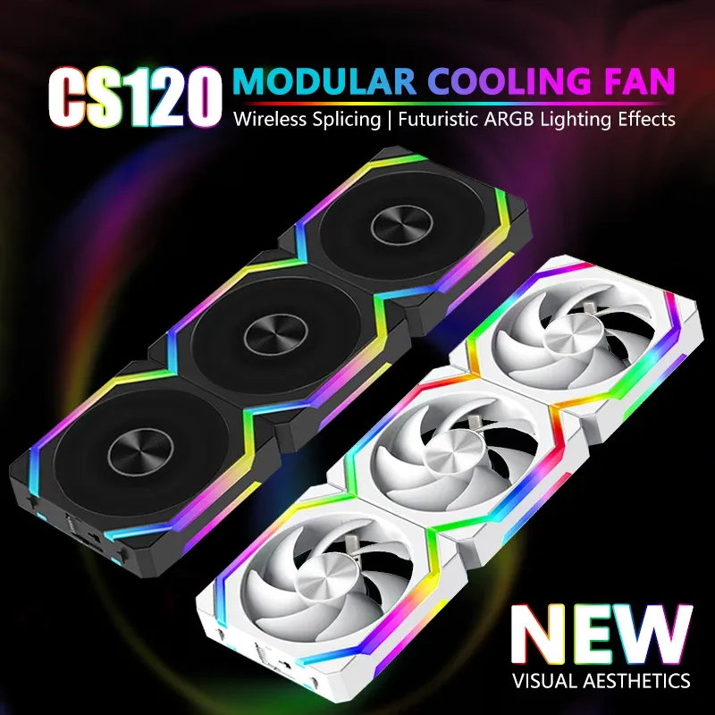 JUMPEAK CS120 Ventilateur ARGB 120 mm silencieux à commande PWM, compatible radiateurs 240 mm et 360 mm