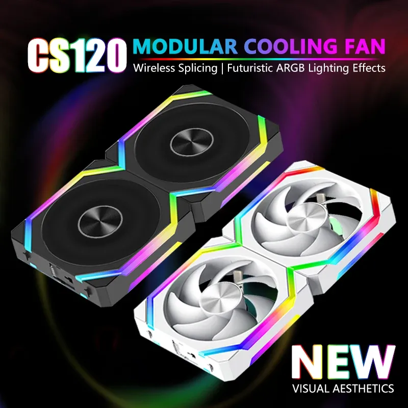 JUMPEAK CS120 Ventilateur ARGB 120 mm silencieux à commande PWM, compatible radiateurs 240 mm et 360 mm 2