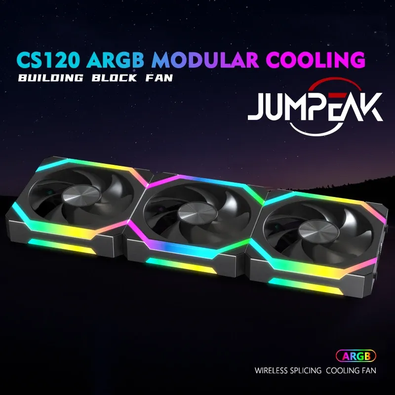 JUMPEAK CS120 Ventilateur ARGB 120 mm silencieux à commande PWM, compatible radiateurs 240 mm et 360 mm 3