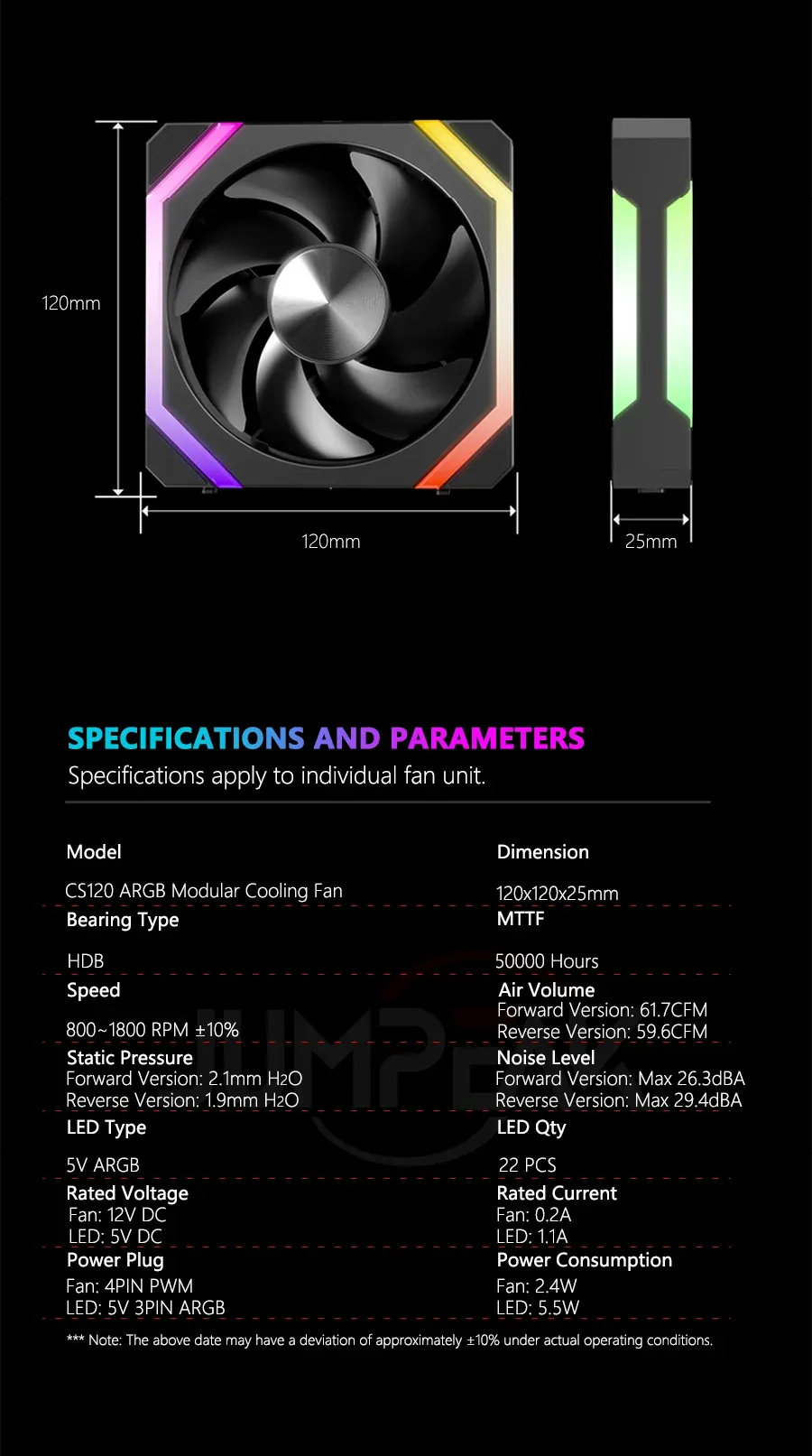 Ventilateur ARGB CS120 vue finale