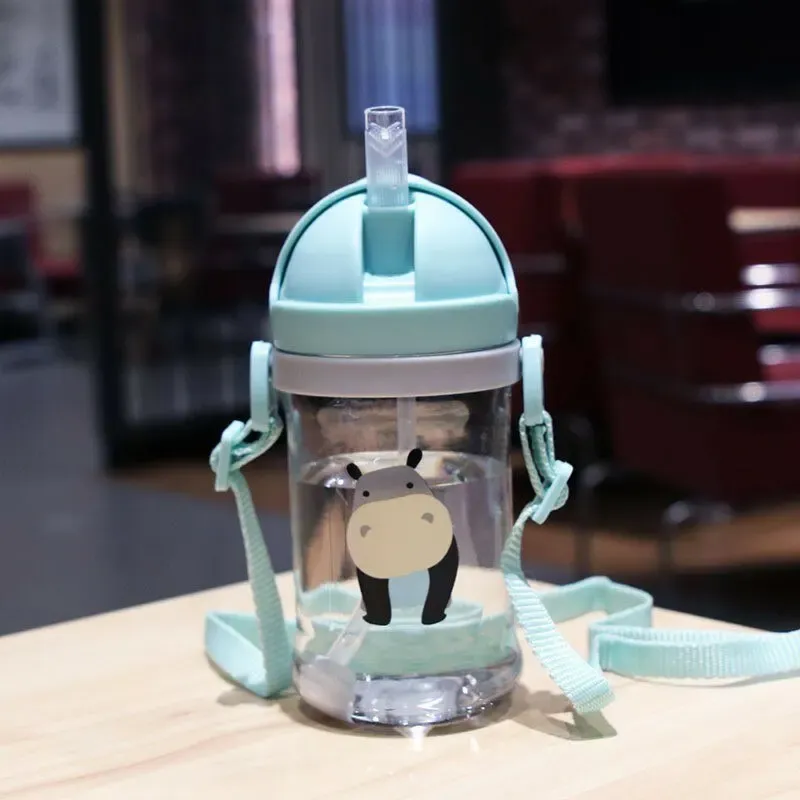 Gourde pour enfants 350 ml à bille anti-fuite et paille à large embouchure pour bébé et tout-petit, gobelet à paille à fermeture automatique 2