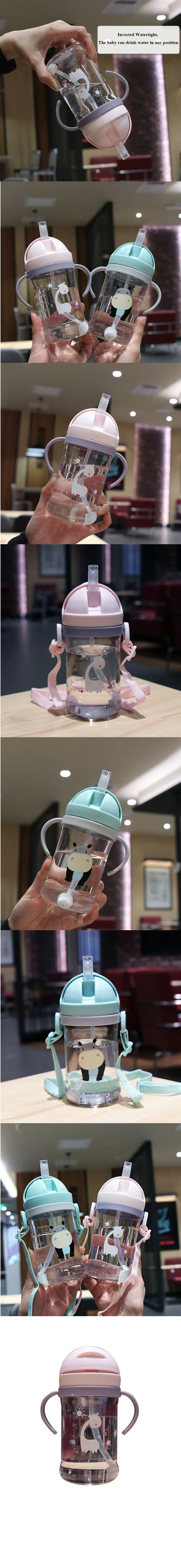 Bouteille d'eau pour enfants 350 ml, tasse anti-fuite avec boule de gravité