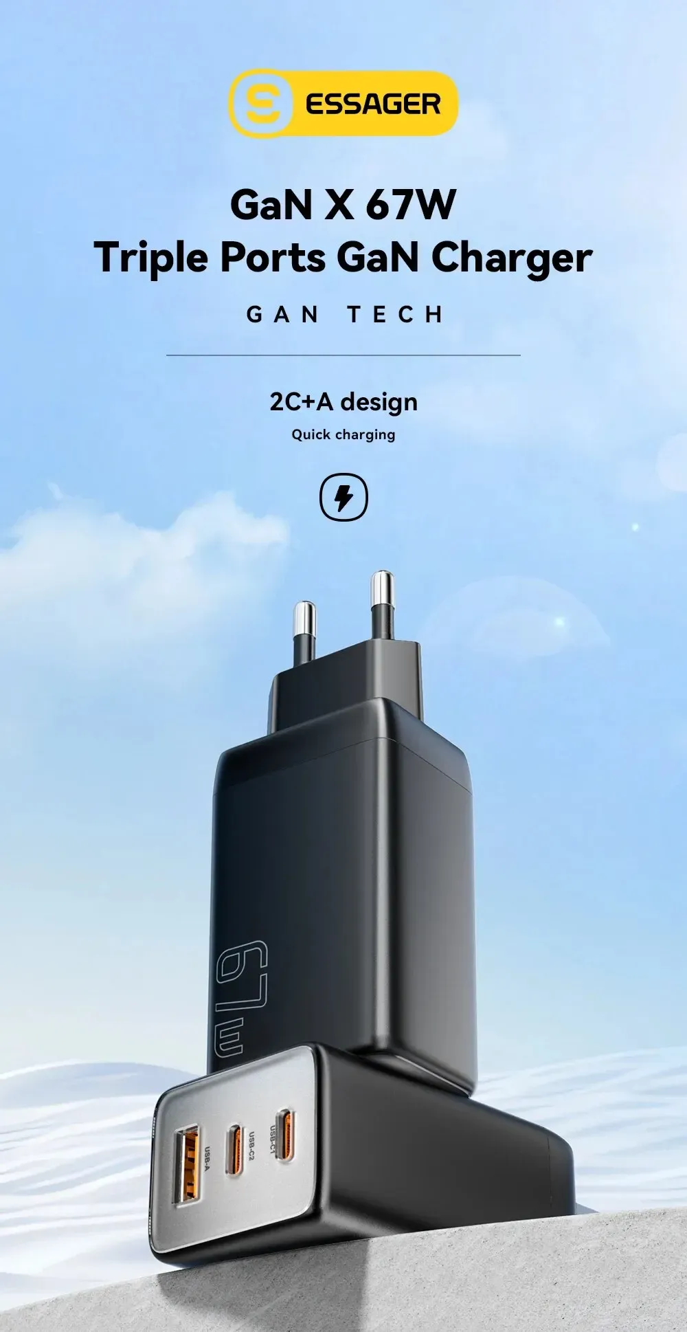 Chargeur GaN Essager USB-C en situation