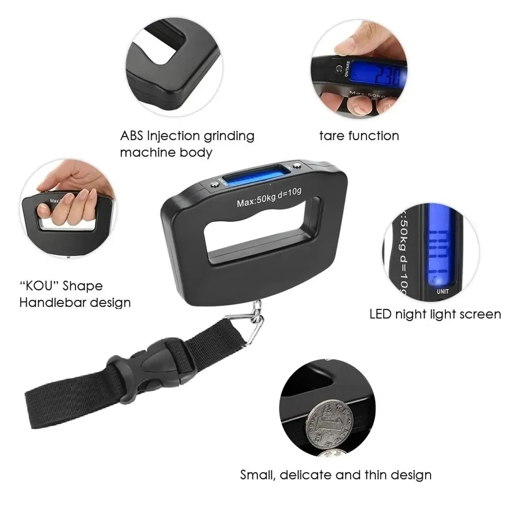 Pèse-bagages numérique LCD portable avec sangle, balance électronique 50 kg / 110 lb 3