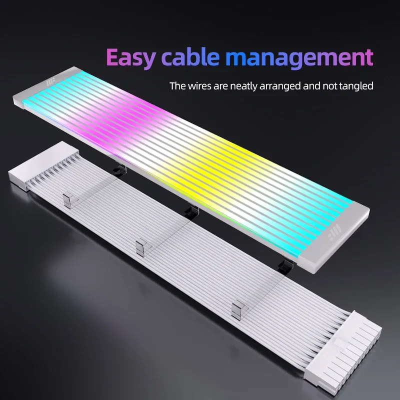 Câble d'extension ARGB METALFISH pour alimentation PC, carte mère 24 broches, GPU 8 broches, bande lumineuse ARGB, synchronisation ARGB Sync/Async en option 6