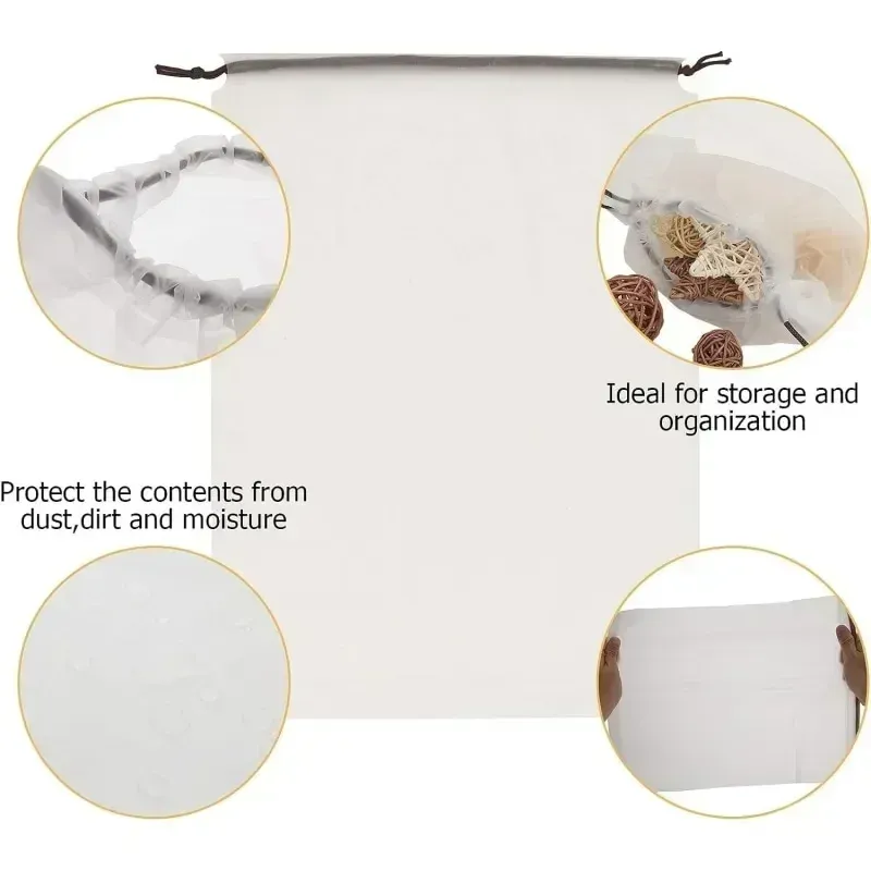 Lot de 10/12 pochettes de rangement portables pour voyage, étanches à cordon, transparentes givrées, pour maquillage, vêtements et sous-vêtements 2