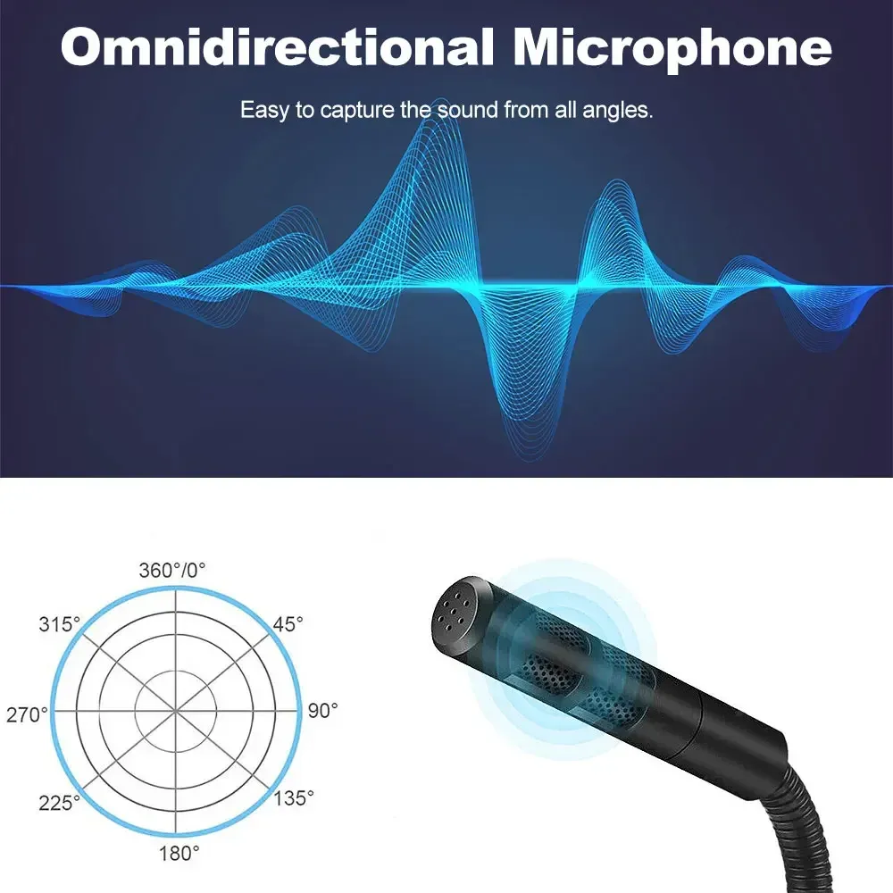 Microphone USB de bureau à réduction de bruit pour PC et ordinateur portable 3