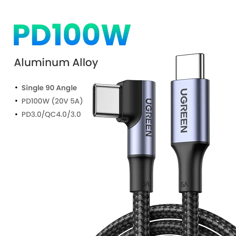 Câble UGREEN USB-C vers USB-C 100W PD, charge rapide 5A avec puce E-Marker, compatible iPhone, Samsung, iPad et ordinateur portable 10
