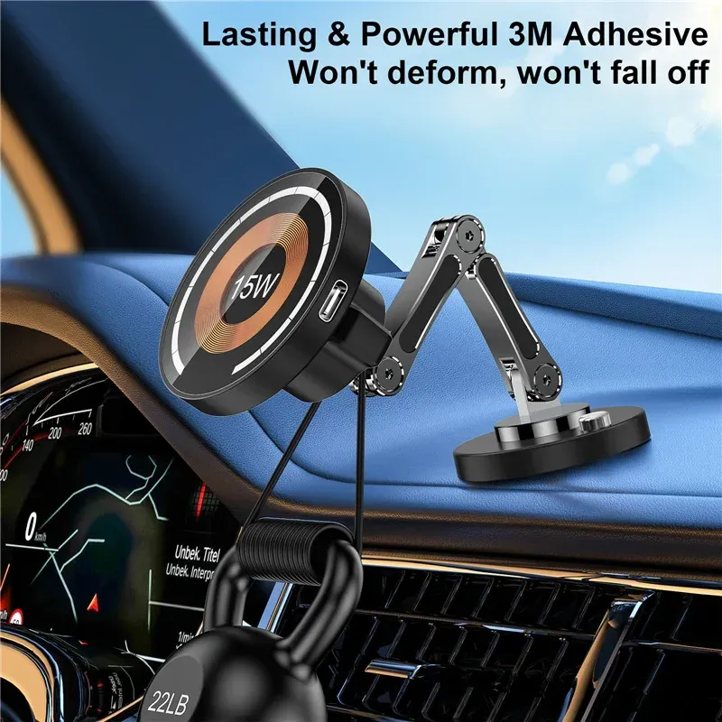 Support de chargeur magnétique sans fil pour voiture, support magnétique de voiture, station de charge rapide, support de téléphone, support rapide pour iPhone 15, 14, 13, 12 Macsfae 5